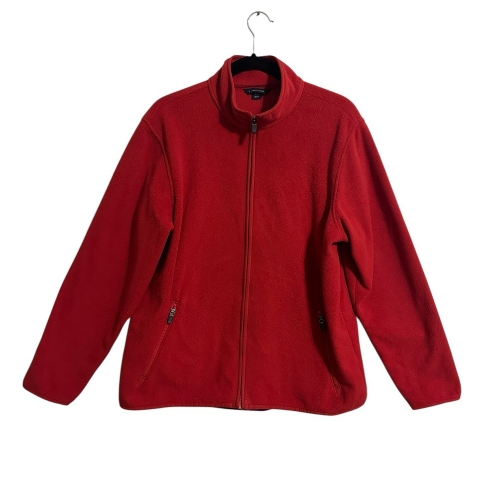 Lands’ End Red Fleece Full‎ Zip Jacket Women’s Size 14 Winter Warm Comfortable